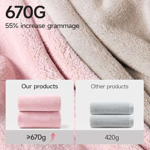 REDKISS Pack of 6 Pink Towel Set - 2 Extra Large Bath, 2 Hand, 2 Washcloths, Ultra Soft & Highly Absorbent, Quicker to Dry, Towels for Bathroom, Spa, Hotel, Gym