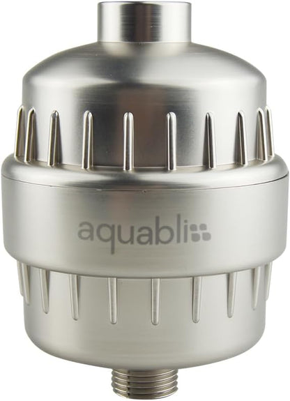 Aquabliss SF100 Daily Revitalize Shower Filter - Brushed Nickel | Reduces chlorine, sediment & heavy metals. Vitamin C infusion designed for sensitive, eczema-prone skin. No tools needed
