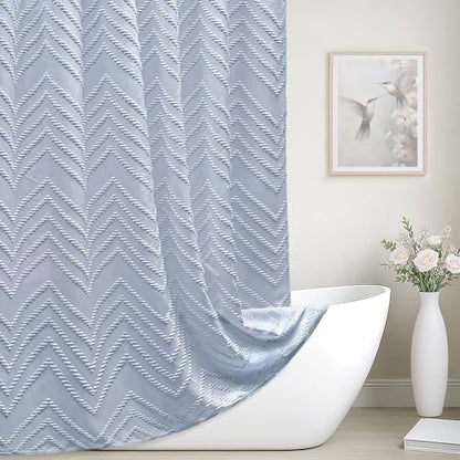 Fog Blue Boho Fabric Shower Curtain 60 x 72 Inches