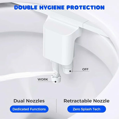 Bidet Attachment for Toilet, Dual Nozzle, Self-Cleaning, Adjustable