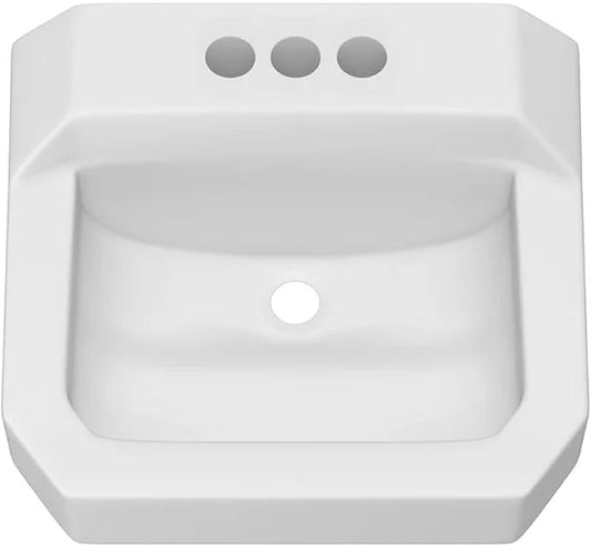 PROFLO PF5414 19-5/8" Rectangular Vitreous China Wall Mounted Bathroom Sink with Overflow and 3 Faucet Holes at 4" Centers - White