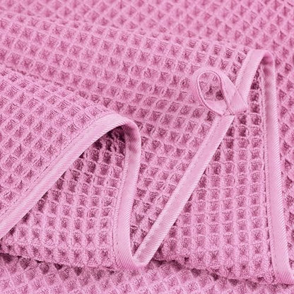 POLYTE 430 GSM Poly Blend Microfiber Quick Dry Waffle Bath Towel Set of 6