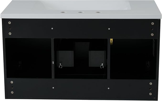 36 Inch Bathroom Vanity with Sink, Wall Mounted Bathroom Storage Cabinet with 2 Doors and 2 Drawers, Floating Bathroom Vanities with Decor Line