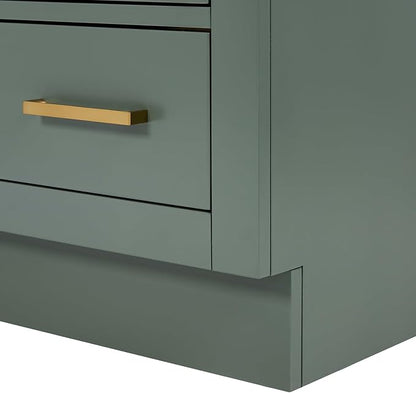 ARIEL Hepburn 72-inch Bathroom Vanity with Sink,Solid Wood, 1.5-inch Carrara White Quartz Countertop, Double Oval Porcelain Sink, 4 Soft Closing Doors, 6 Dovetail Drawers, Vintage Green