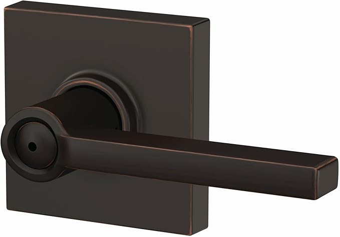 Schlage F40 LAT 625 COL Latitude Lever with Collins Trim Bed & Bath Privacy Door Lock, Bright Chrome