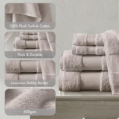 Madison Park 100% Turkish Cotton 600 GSM Bath Towel Set, 6 Piece, Taupe