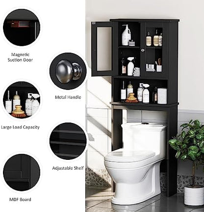 Over the Toilet Storage Cabinet, Bathroom Storage Cabinet, Black