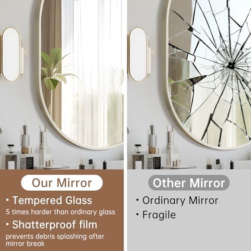 Brushed Nickel Mirror, 24"x36" Oval Bathroom Mirror, Oval Mirror