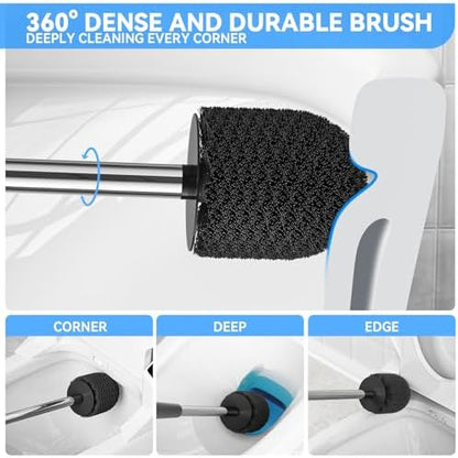 TRENTI Toilet Brush and Holder Set - Bristles Bowl Brush Head with Ventilated Holder, Wall Mounted Compact Set for Bathroom Deep Cleaning