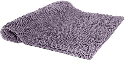 Amazon Basics Non-Slip Microfiber Absorbent Plush Shag Bathroom Rug Mat, Machine Washable, 21" x 34", Lavender