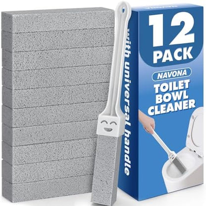 Navona 12 Pack Toilet Cleaning Pumice Stones with Extra Long Handle
