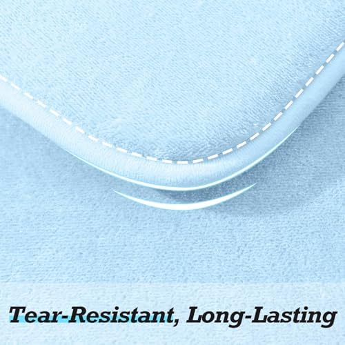HUXMEYSON Bathroom Rugs Sets 3 Piece, Non-Slip & Quick Dry Bath Mat Set, Ultra Soft Velvet Bath Rugs for Bathroom, Toilet and Shower Floor, Light Blue