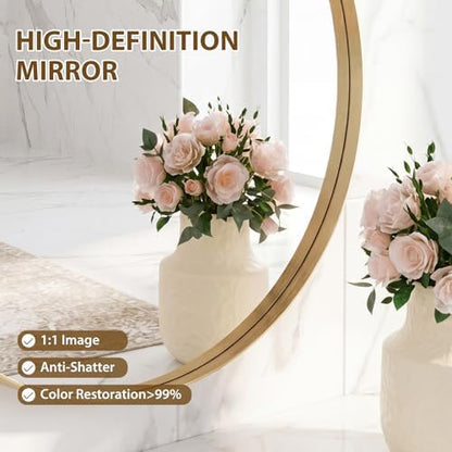 Sweetcrispy Round Bathroom Mirror for Over Sink, 28 Inch Wall Vanity Mirror