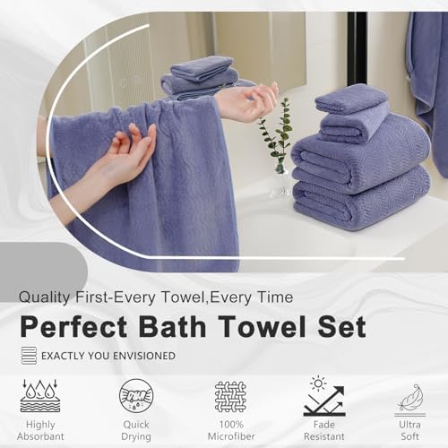 8 Piece Bath Towel Set |2 Oversized Large Bath Sheet,2 Hand Towels,4 Washcloths| Ultra Soft Bath Towel Set for Bathroom Hotel Gym Spa,Highly Absorbent Quick Dry Bathroom Towel Collections,Wedgewood