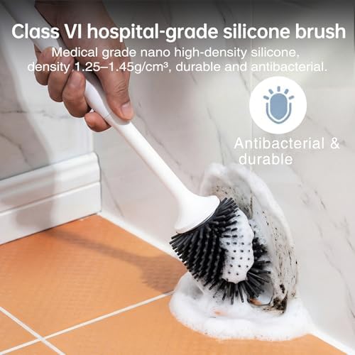 Lefree Silicone Toilet Brush and Holder Set - Bathroom Brush