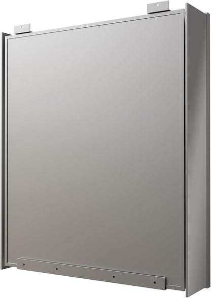 20x24 Inch Recessed Medicine Cabinet with Mirror, Aluminum Medicine Cabinet Mirror, Recessed or Surface Mount with 2 Adjustable Shelves Storage Organizer, Pre-Assembled Door, Soft-Closed System