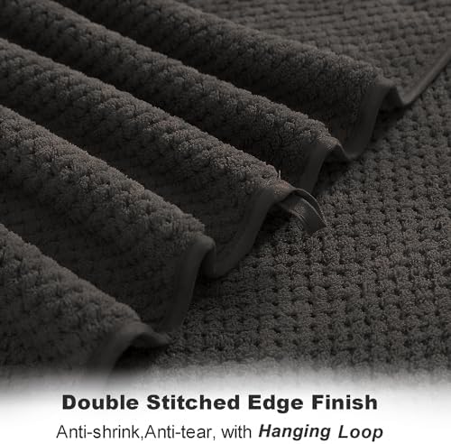 8-Piece Brown Bath Towel Set, 2 Extra Large Bath Towel Sheets, 2 Hand Towels and 4 Washcloths - Highly Absorbent Quick Dry Microfiber,Ultra Soft Towel Set for Bathroom, Waffle Weave Design, Pack of 8