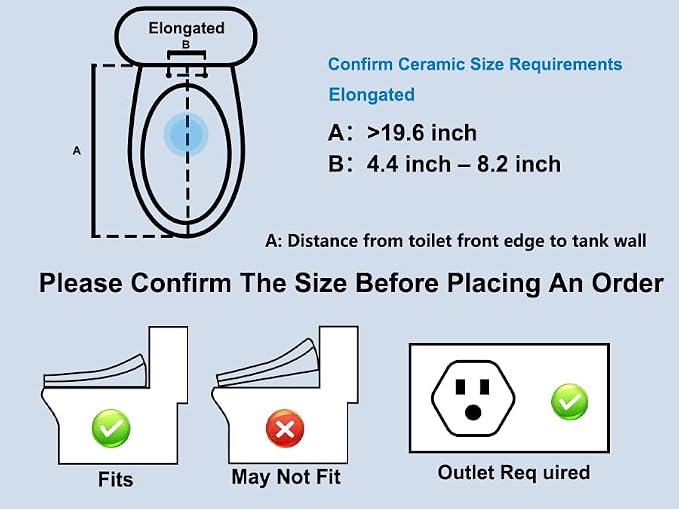 LOUPUSUO Electric Heated Bidet Toilet Seat with Warm Water Wash | Heated Seat, Warm Air Dryer, Soft Closed Lid, Night Light,Toilet Seat with LED Display and Multiple Cleaning Modes