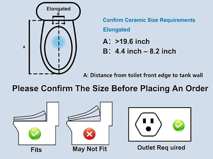 LOUPUSUO Electric Heated Bidet Toilet Seat with Warm Water Wash | Heated Seat, Warm Air Dryer, Soft Closed Lid, Night Light,Toilet Seat with LED Display and Multiple Cleaning Modes