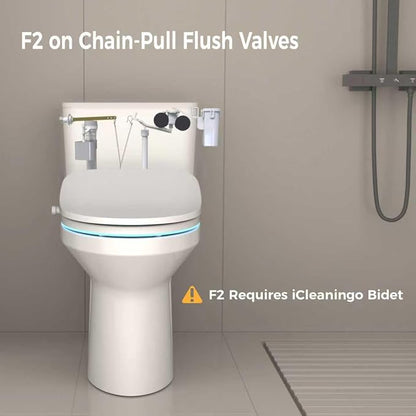 F2 Touchless Toilet Flush Kit, Adjustable Sensor, 1256315 Adapt k1954, Automatic Toilet Flusher, Powered Exclusively by iCleaningo Bidet