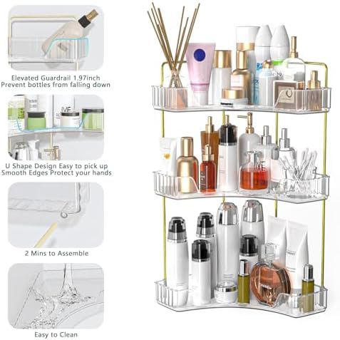 Webetop Corner Bathroom Organizer, 3 Tier Storage for Countertop