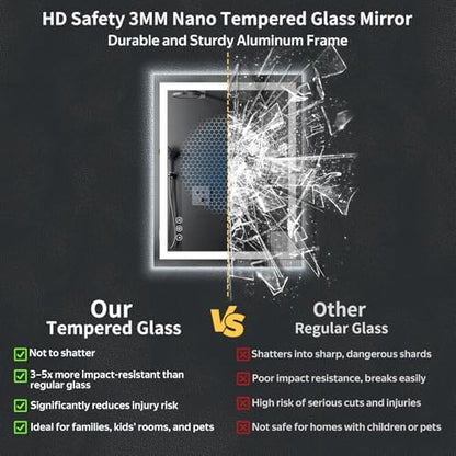 24"x30" LED Bathroom Mirror with Lights, Anti-Fog, Backlit+Frontlit
