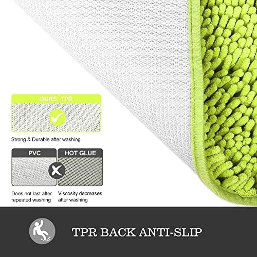 Yeaban Chenille Lime Green Bathroom Rug 40"x60",Non-Slip Rubber Backing