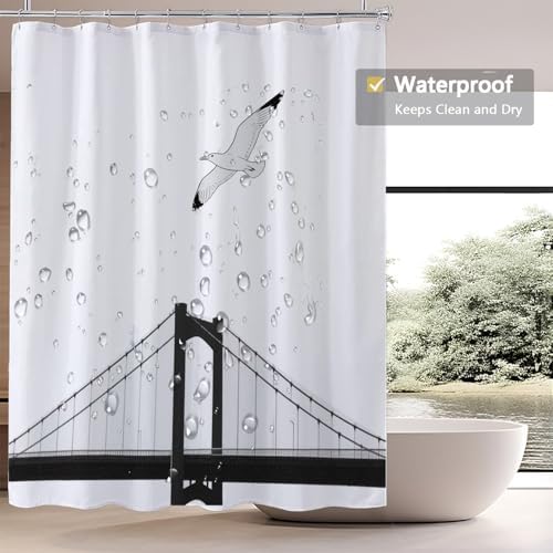 LLSCL Fabric Shower Curtain Liner with Magnets, Waterproof Hotel Quality, 72 x 72 Machine Washable