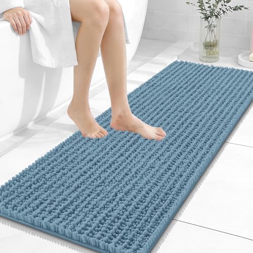 OLANLY Bathroom Runner Rugs 47x17, Thick Soft Absorbent Chenille Bath Rugs