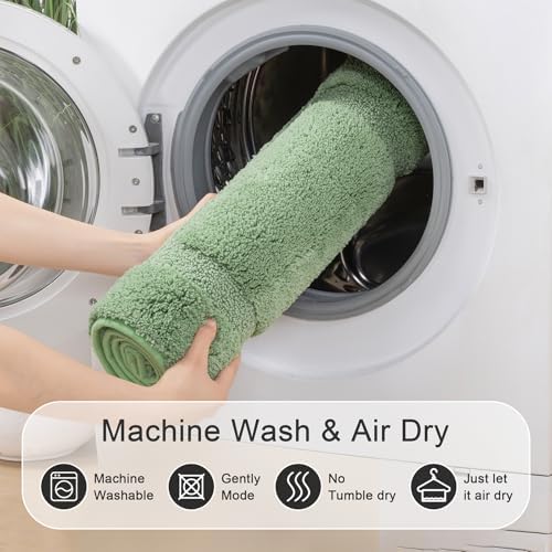SHACOS Soft Microfiber Sage Green Bathroom Rugs Sets 2 Pieces 32x20 inch