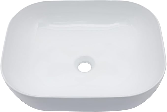 Logmey 18 Inch Bathroom Sink 18x14 Countertop Vessel Sink Rectangular Large Porcelain Ceramic White Bathroom Sink Modern Above Counter Vanity Sink Bowl
