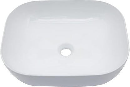Logmey 18 Inch Bathroom Sink 18x14 Countertop Vessel Sink Rectangular Large Porcelain Ceramic White Bathroom Sink Modern Above Counter Vanity Sink Bowl