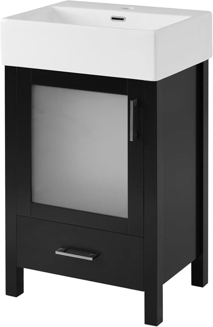 Merax 20 Inch Bathroom Vanity with Ceramic Sink and Ample Storage,Ideal for Small Bathrooms,Black
