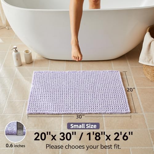 Triohero Waffle Bath Mat, Cute Bathroom Rugs Non Slip, 20x30 Lavender Cream
