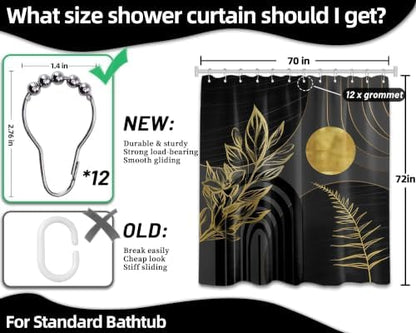 Black and Gold Shower Curtain, 72x72 in, Mid Century Modern Cool