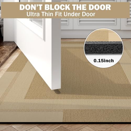 YDKGL Non Slip Bath Mat Thin Bathroom Rugs Fit Under Door Brown 20"x 32"