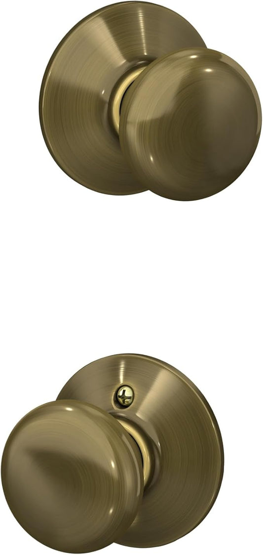 SCHLAGE F10 PLY 609 16-080 10-027 Plymouth Hall and Closet Knob, Antique Brass