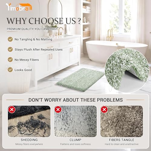 Yimobra Bathroom Runner Rug Non Slip 70x24, Extra Long Bath Mat,Green&White