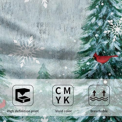Winter Christmas Trees Hand Towels Set of 2, 28x14 Inch Nature Green Forest Mountain Birds Decorative Fingertip Towel Soft Absorbent Dish Cloths for Guest Gym Yoga Home Decor