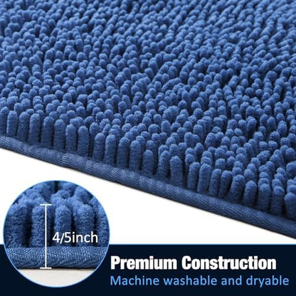 LOCHAS Luxury Bathroom Rug Shaggy Bath Mat 24 x 36 Inch, Blue
