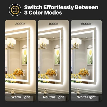 Briivue 36x30 Inch LED Bathroom Mirror with Lights, Backlit & Front Lit