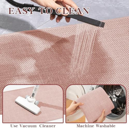 chakme Bathroom Rugs Mat 24x17, Ultra Thin Non Slip Bath Mat Small Quick Dry Absorbent Bath Mat for Bathroom Floor, (Pink, 24"x17")