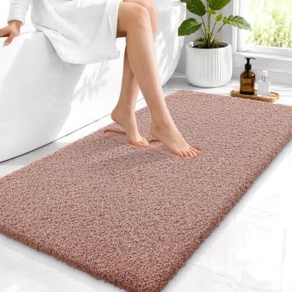 OLANLY Microfiber Bathroom Runner Rugs 44x24, Ultra Soft Bath Mat, Mocha