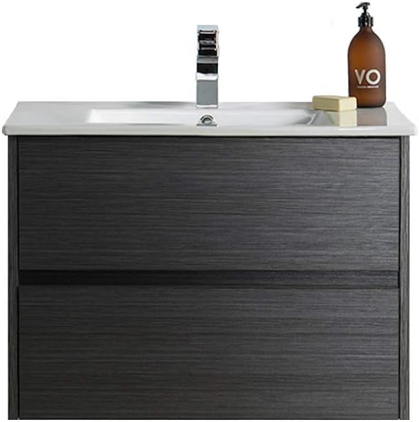 Blossom 30 Inch Bathroom Vanity with Sink - All Wood Floating Vanity Cabinet with Ceramic Sink - 2 Soft-Closing U-Shaped Cutout Drawers - Modern Bathroom Storage Vanities, Silver Grey Finish