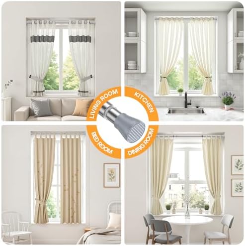 Adjustable Tension Curtain Rod 28-48 Inch, Silver