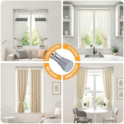 Adjustable Tension Curtain Rod 28-48 Inch, Silver