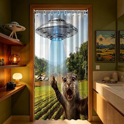 Small Stall Narrow Shower Curtain 36 x 72 Inch Funny Otter Stand Up Cute Animal Shower Curtains for Rv Camper Bathroom Decor Sets, Waterproof Cloth Fabric with Hooks