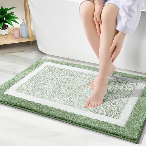 OLANLY Bathroom Rugs 36x24, Soft Absorbent Microfiber Bath Rugs, Sage Green