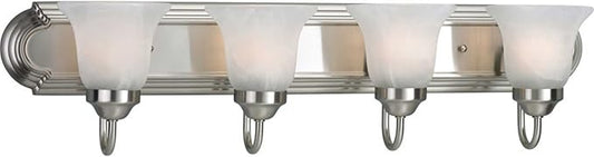 Progress Lighting P3054-09 Alabaster Glass Bath & Vanity, 30-Inch Width x 7-1/4-Inch Height, Nickel