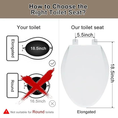 Angol Shiold 2-Pack Elongated Toilet Seat Soft Close & Quick Release, White Plastic Toilet Seats Cover Rust-Proof(18.5",Modern)